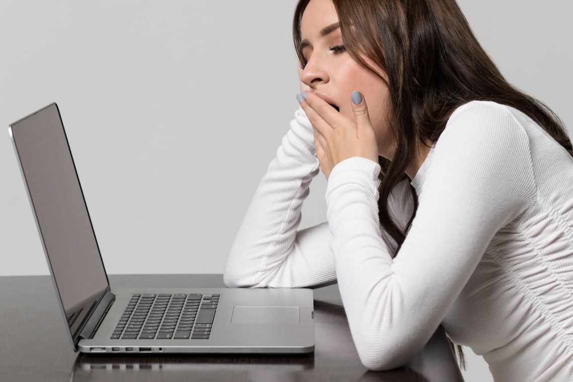 Exhausted Woman Yawning